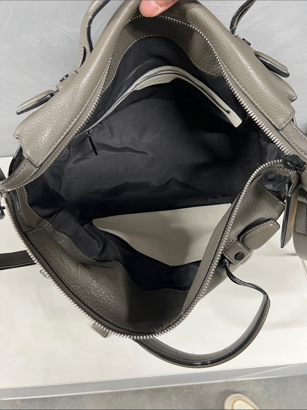 Rag & Bone Leather Crossbody Satchel in Olive Gray - Picture 15 of 16